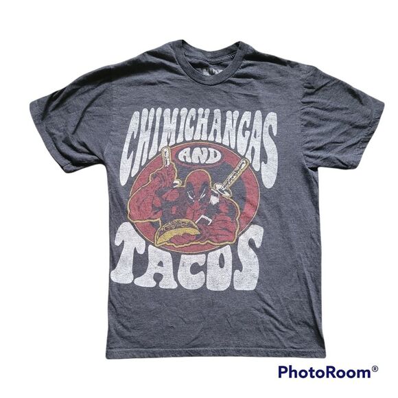 CHIMICHANGAS AND TACOS DEADPOOL TSHIRT - S - Picture 2 of 7